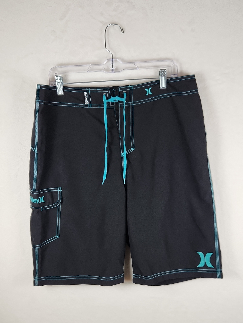 Hurley‎ One and Only Boardshort 22" Men's Swimwear Black Cyan Size 34